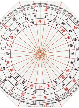 三合立极尺八边形二十四山亚克力透明板罗盘定位仪户型布局立极规