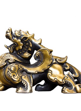纯铜貔貅家居客厅装饰摆件全w铜招财神兽皮丘一对公母乔迁开业礼