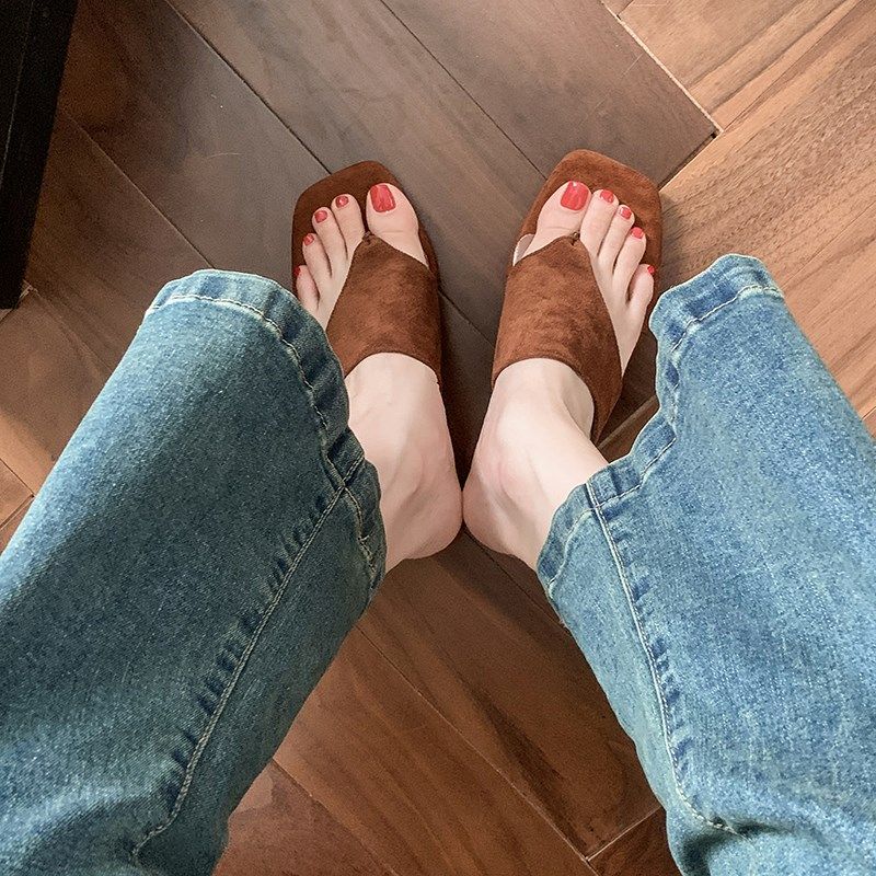 网红粗跟厚底夹趾人字拖鞋女夏20C25年新款休闲外穿沙滩凉拖凉鞋,淘宝优惠券,粉丝福利购,淘宝优惠卷