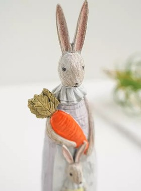 简约欧式彩绘情侣兔子装饰动物摆件设橱窗店铺装饰品圣诞节日礼物