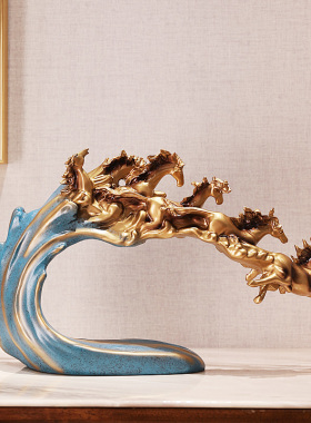 新中式玄关马摆件客厅招财办公室书房酒柜装饰工艺品开业乔迁礼物