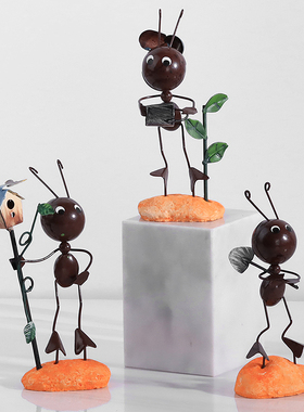 创意花园可爱小蚂蚁小瓢虫家居装饰品摆件铁艺桌面办公室书架儿童