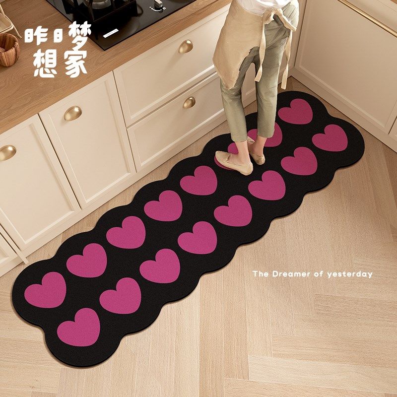 甜酷风厨房长条地垫吸油吸水耐脏脚垫厕所门口家用粉色防滑免洗垫,淘宝优惠券,粉丝福利购,淘宝优惠卷
