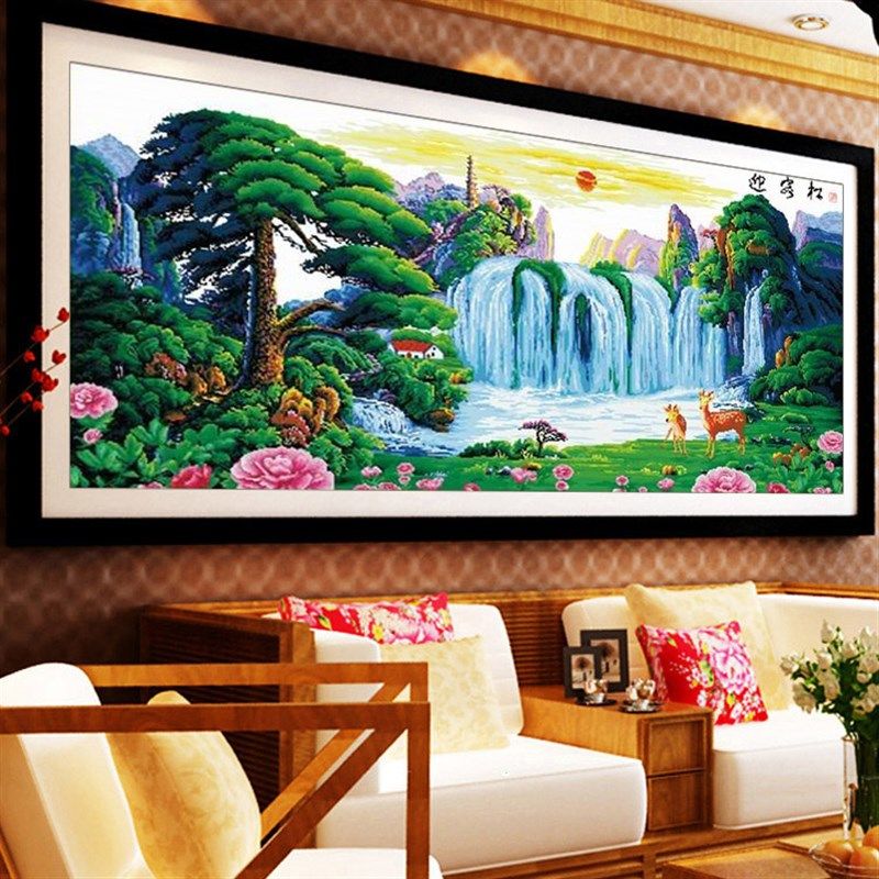 绣好的纯手工十字绣成品迎客松旭日东升福禄版2米机绣大幅出售,淘宝优惠券,粉丝福利购,淘宝优惠卷