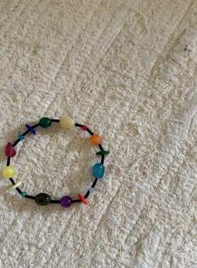 林先叁 可爱多巴胺串珠手链女小众复古彩色手饰夏天百搭个性手环