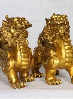 风水纯铜貔貅摆件独角貔貅皮休皮丘一对家居客厅镇宅招财装饰摆设