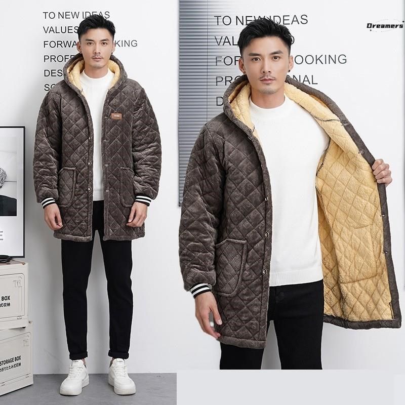 冬天外穿罩衣男新款冬季加绒加厚2024中长款连帽夹棉棉袄省服厂家,淘宝优惠券,粉丝福利购,淘宝优惠卷