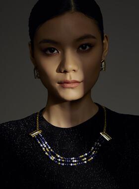 轻奢高级感项链女水晶双层毛衣链