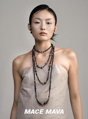 MACEMava天然黑玛瑙虎石串珠