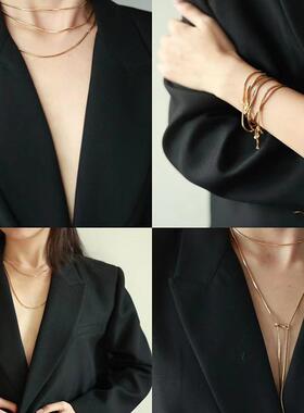 Retro Chic意大利复古时尚首饰 藤蔓蛇骨链小众轻奢高级感长项链