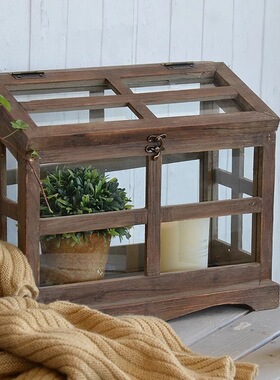 法式乡村做旧木暖房店铺橱窗装饰玻璃房 拍摄道具展示摆件