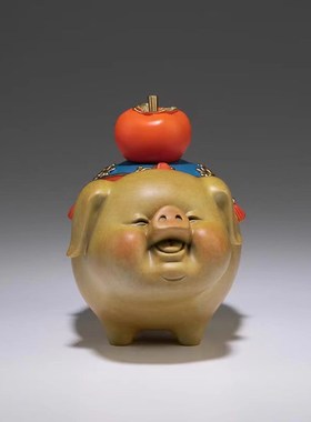 威弗列德可爱生肖猪桌面可爱开业礼办公室装饰品礼物全铜中式摆件