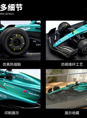 【盒装】1:24方程式F1阿斯顿马丁合金车模型仿真滑行家居装饰摆件