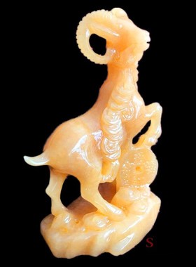 天然米黄玉生肖羊摆件家居玄关客厅酒柜书房办公室工艺品礼品摆设