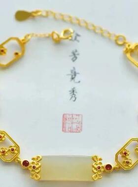 宫典国潮纯银和田玉手链女冬季新款小众原创设计个性复古风玉手串