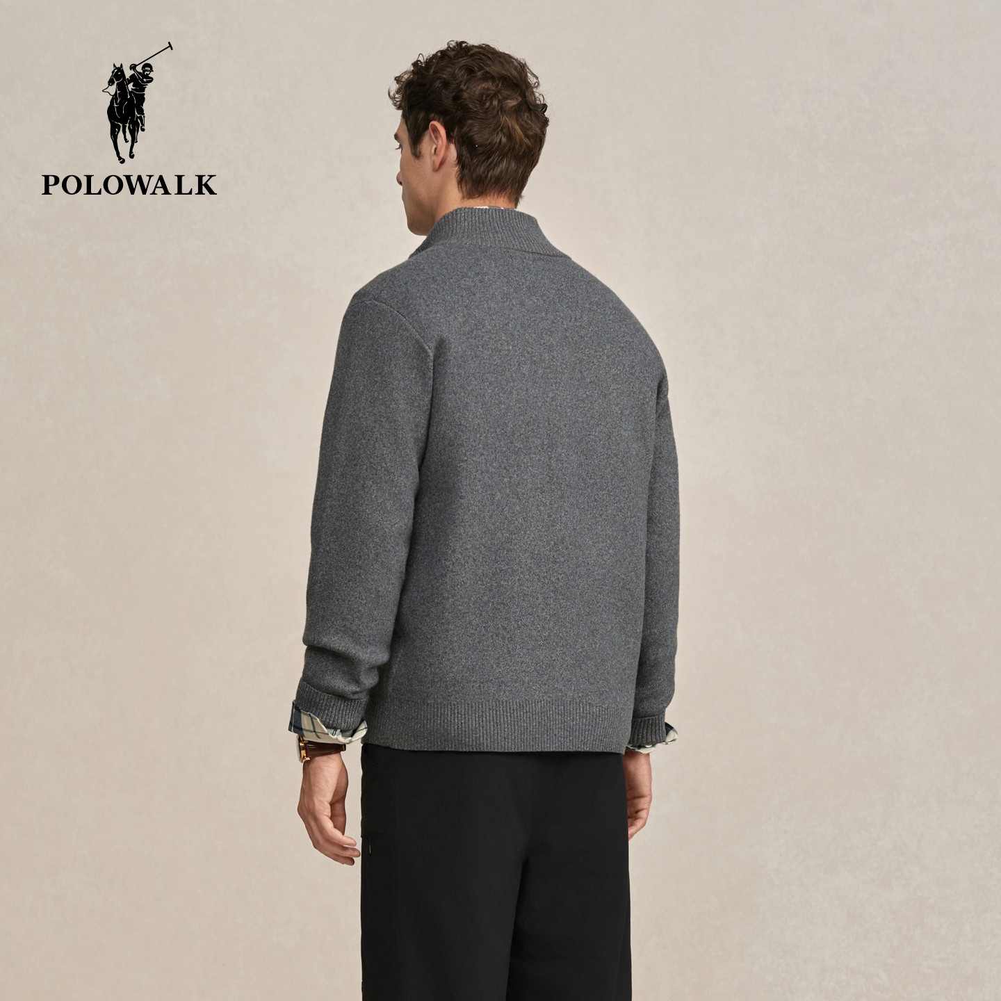 POLOWALK男式针织衫2025秋冬新款加绒外套立领拉链毛衣针织开衫男,淘宝优惠券,粉丝福利购,淘宝优惠卷