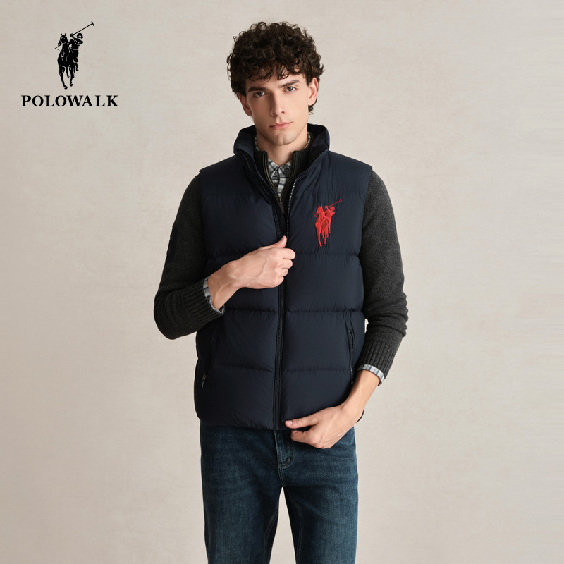 POLOWALK冬季新品男式立领羽绒马甲简约休闲男式马甲日常通勤男款,淘宝优惠券,粉丝福利购,淘宝优惠卷