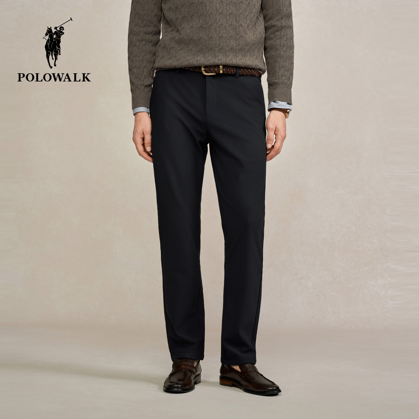 POLOWALK男式休闲裤2025秋冬裤新品商务通勤直筒加绒柔软长裤子男,淘宝优惠券,粉丝福利购,淘宝优惠卷