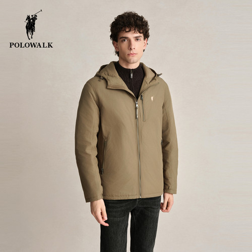 POLOWALK男式连帽羽绒服2025冬季新品轻盈保暖90鸭绒连帽羽绒外套 - 图0