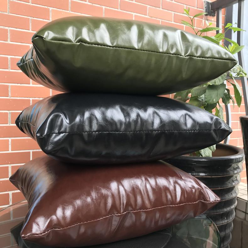 19EK特惠PU皮质沙发靠垫纯色靠枕枕套办公室抱枕汽车腰垫含芯 - 图0