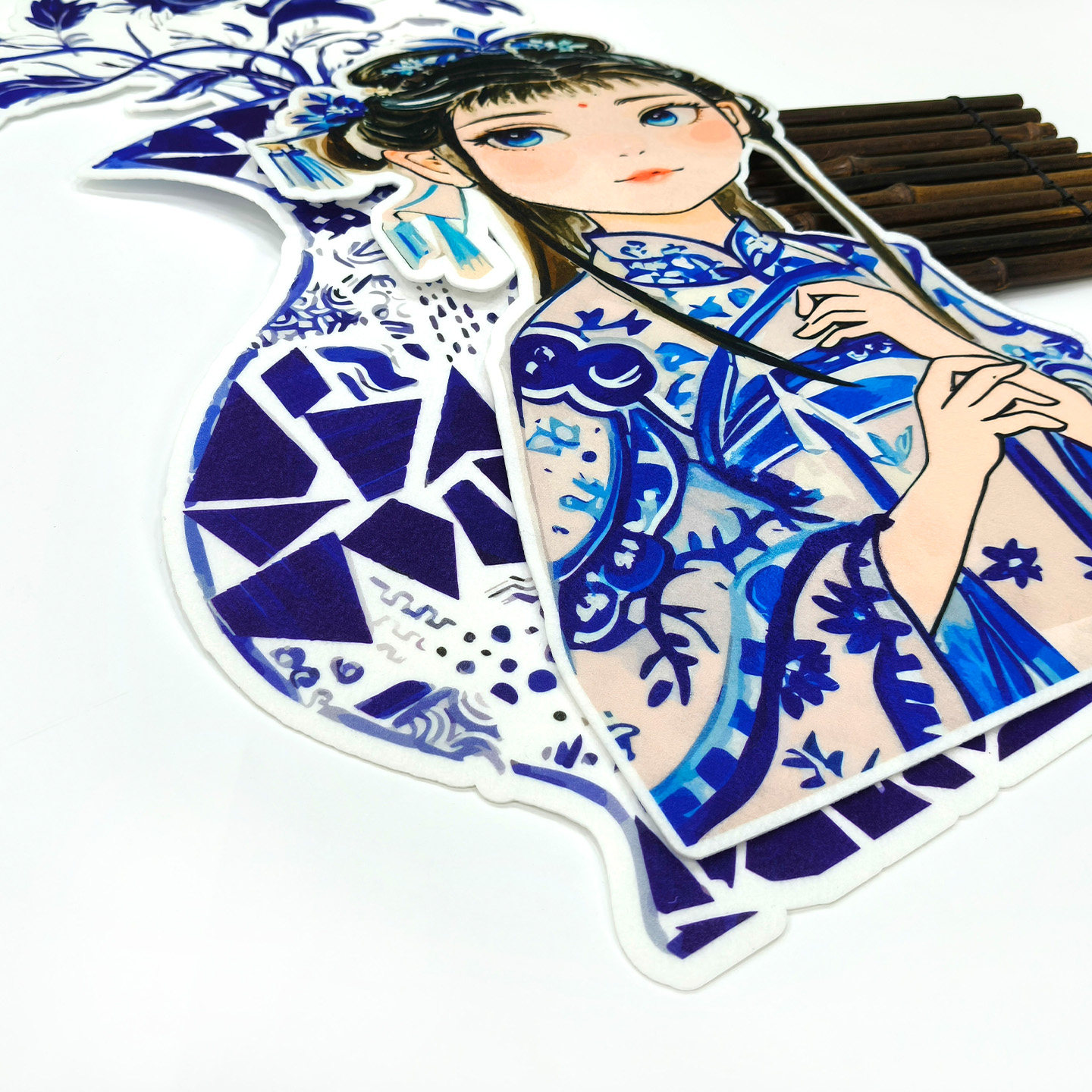 新中式国风青花瓷墙贴毛毡材料装饰背景幼儿园教室布置主题墙贴画,淘宝优惠券,粉丝福利购,淘宝优惠卷