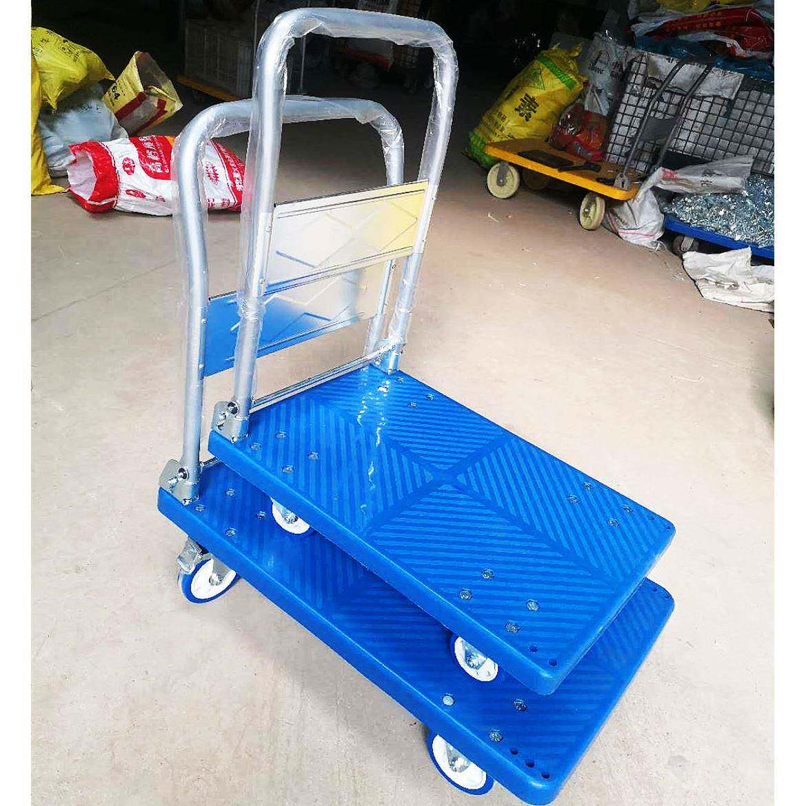 55*85塑料折叠手推车静音搬运车家用平板车快递小拉车三轮车 - 图2