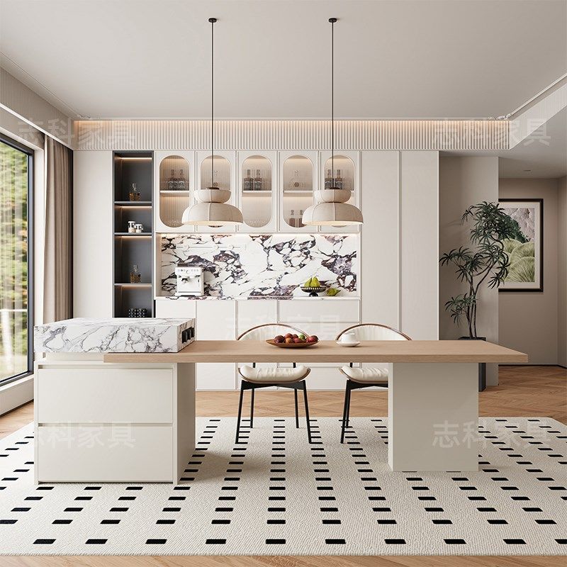 岩板岛台餐桌一体伸缩家用小户型法式奶油风岩板高端中岛台,淘宝优惠券,粉丝福利购,淘宝优惠卷