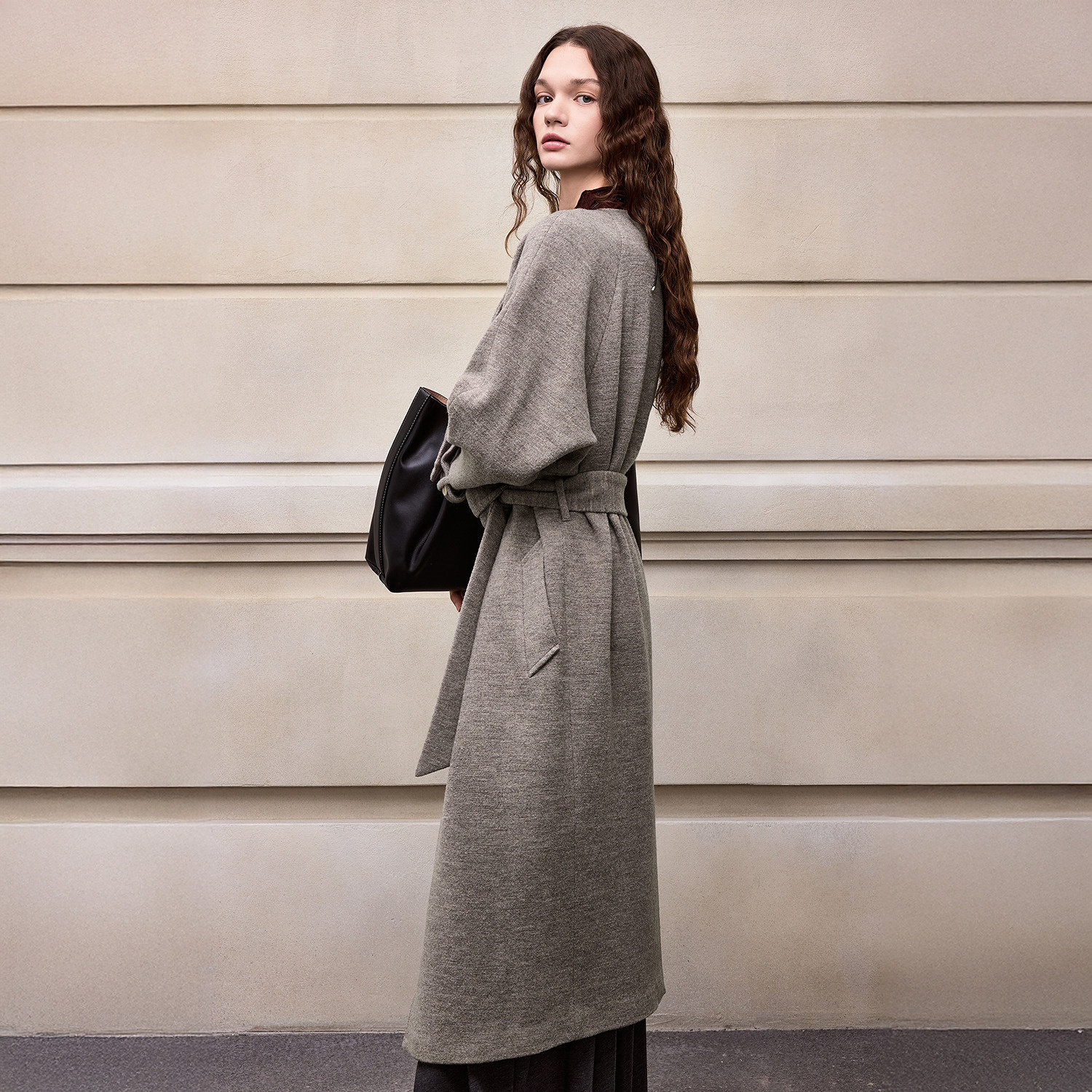 BCBG冬新款时尚气质优雅褶饰立领插肩袖系带长款女风衣外套,淘宝优惠券,粉丝福利购,淘宝优惠卷