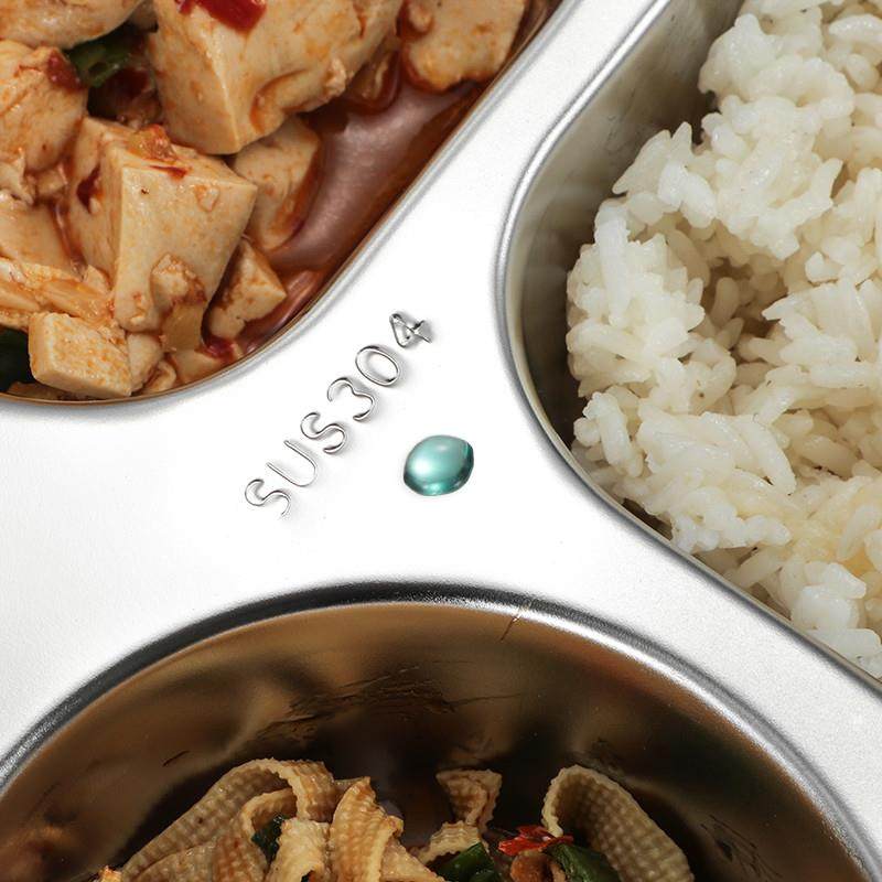 新品304不锈钢快餐盘带盖长方形成人学生儿童员工食堂分格饭盘四,淘宝优惠券,粉丝福利购,淘宝优惠卷