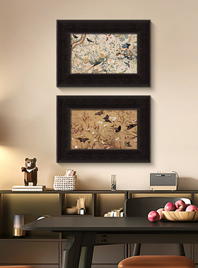 《花鸟祥和》中古风客厅装饰画法式复古餐厅组合挂画小众艺术壁画