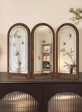 中古风飞燕屏风桌面装饰摆件入户玄关客厅电视柜创意高级感镜子画