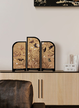 《花鸟图》桌面屏风摆件新中式中古风餐边柜摆画卧室餐厅装饰画