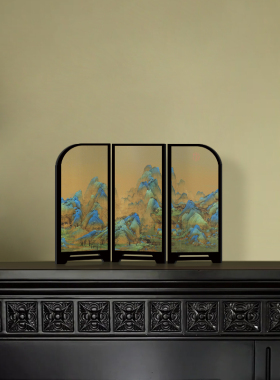 《宫廷乐师图》新中式桌面屏风摆件玄关小摆画中古风卧室装饰画