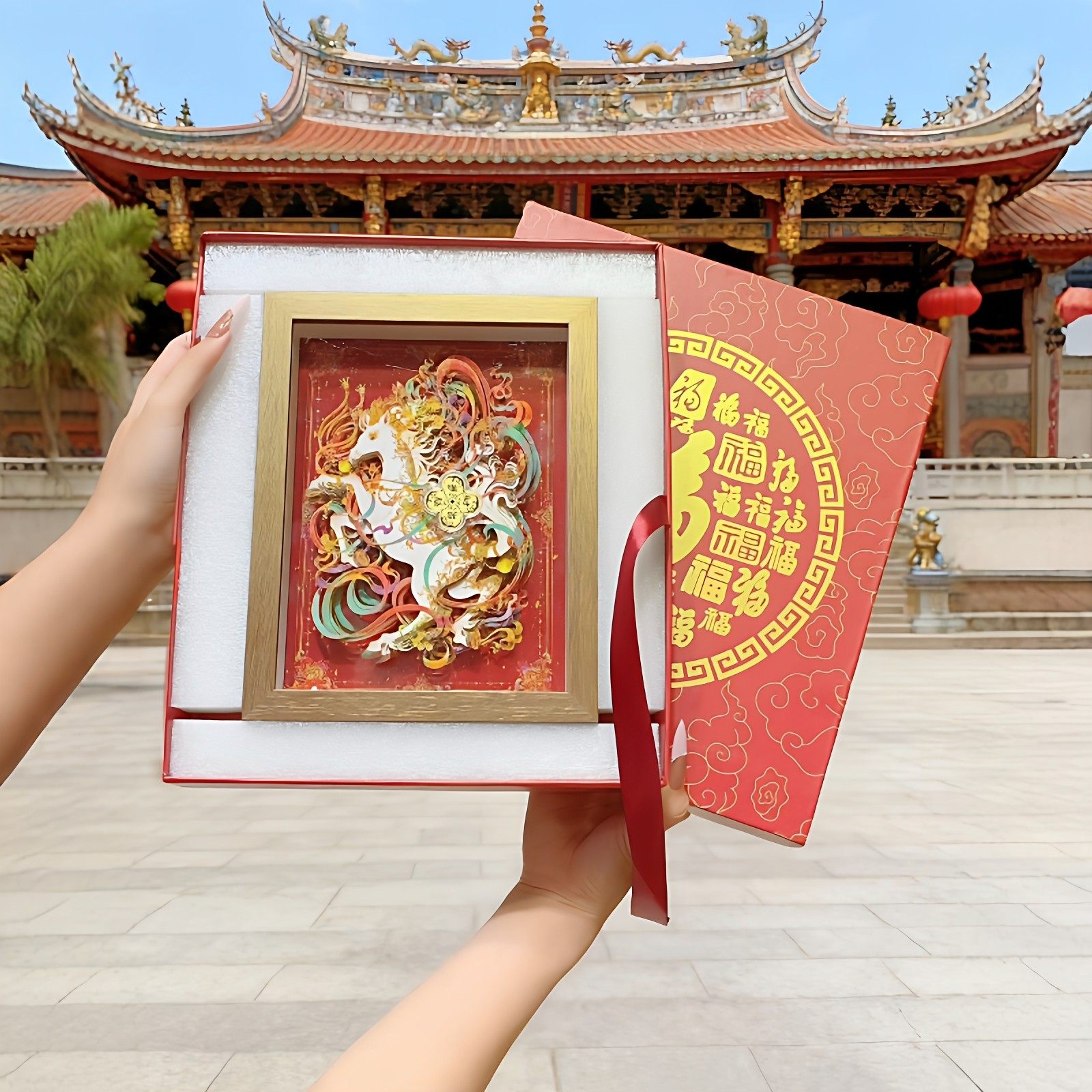 新年装饰生肖马非遗手工摆台diy立体纸雕画马年摆件送亲戚伴手礼,淘宝优惠券,粉丝福利购,淘宝优惠卷