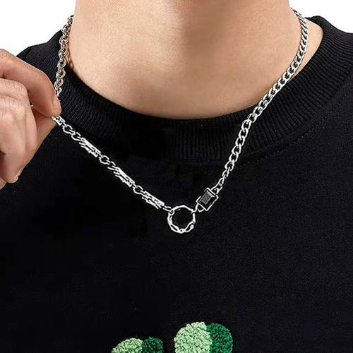 项链男高级感痞帅小众潮牌毛衣链男生女简约百搭嘻哈钛钢男款配饰 - 图2