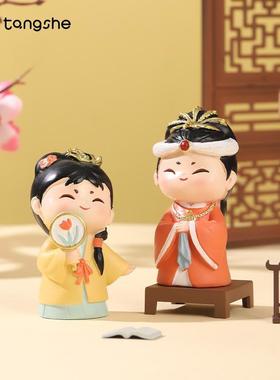 红楼梦摆件创意国潮贾宝玉林黛玉可爱Q版手办办公室桌面装饰礼物