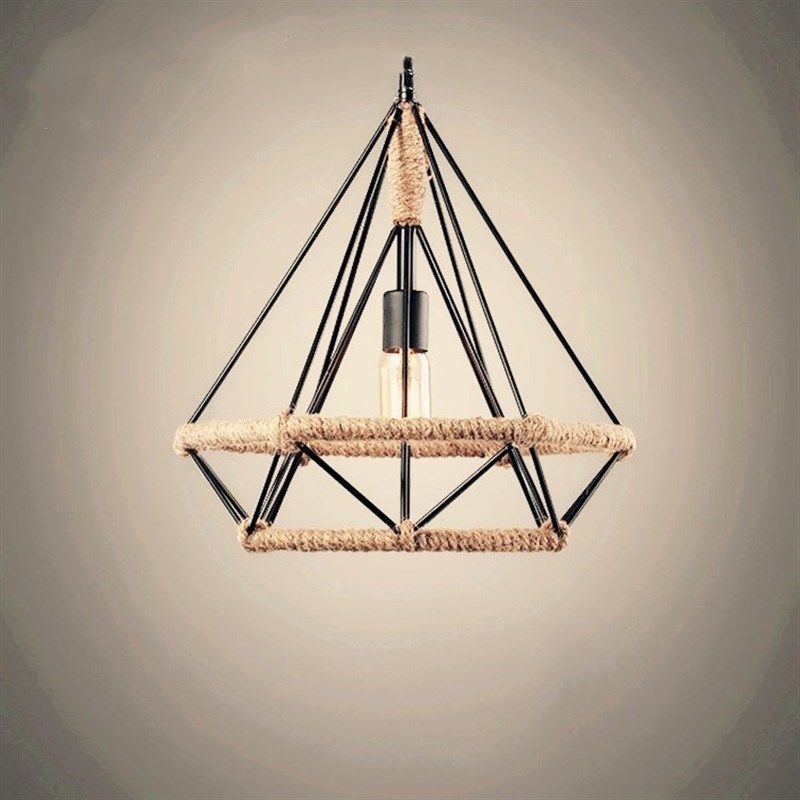 美式乡村麻绳灯具复古工业风简约个性钻石吧台铁艺酒吧餐厅吊灯,淘宝优惠券,粉丝福利购,淘宝优惠卷