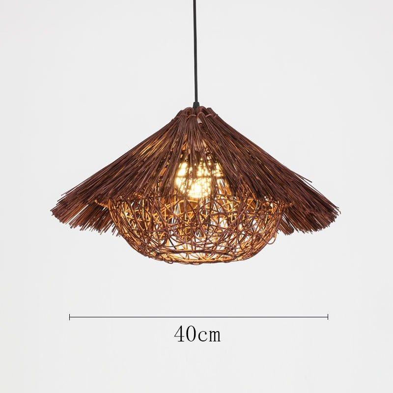 复古藤编草帽吊灯藤艺圆形鸟巢中式田园饭店餐厅农家乐民宿草帽灯,淘宝优惠券,粉丝福利购,淘宝优惠卷