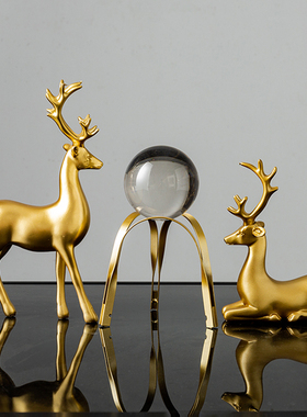 现代轻奢招财鹿摆件创意玄关书柜客厅酒柜装饰品乔迁新居礼物高档