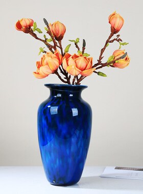 现代轻奢孔雀蓝花瓶摆件客厅插花酒店玄关样板间售楼部装饰品