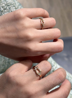 明星同款马蹄扣Force 10 Rise戒指女18K玫瑰金新款叠戴风情侣对戒