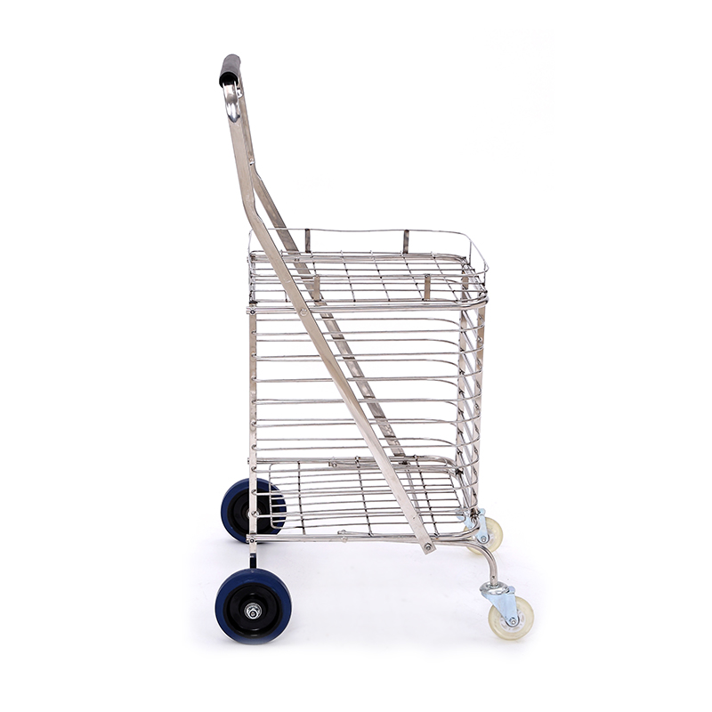 夏日 购物车 买菜车小拉车可折叠爬楼手拉便携不锈钢菜篮手推拖车 - 图1