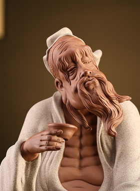 滢鑫 陶瓷茶圣陆羽雕像摆件创意家居茶空间桌面工艺品室内装饰品