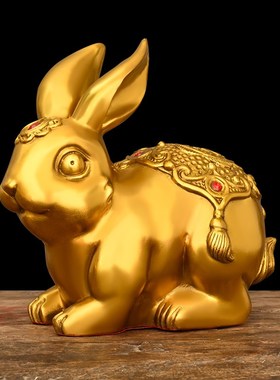 铜兔子摆件纯铜十二生肖兔属兔可爱卡通兔家居客厅桌面装饰品摆件