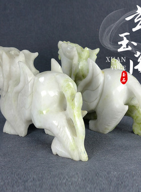 天然玉石招财貔貅一对蓝田玉中式家居摆饰玄关装饰品礼品工艺礼品