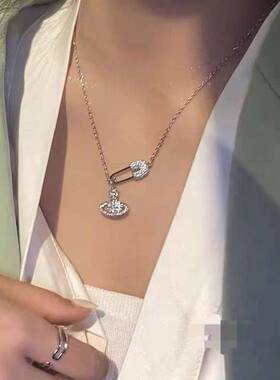 YH~日韩镶钻别针宇宙项链女ins嘻哈冷淡风流苏甜酷小众锁骨链配饰