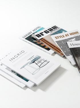 现代薄款杂志创意具装饰仿间真书简约品北欧办公桌茶几杂志道样板