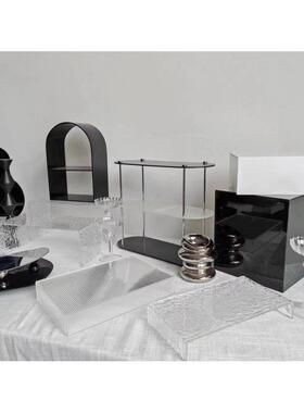 黑色明摆亚克力甜品台架子摆台透NBI摆件茶歇甜品台架子物架置摆