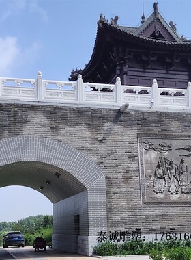 石雕栏板栏杆雕塑定制拱桥石桥升A旗台汉白玉青石浮雕河道护栏园