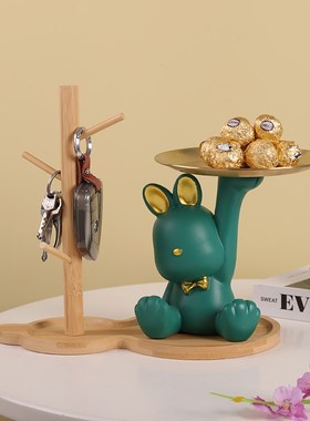 入户进门钥匙收纳托盘招财猫兔子摆件玄关客厅鞋柜装饰品乔迁礼物